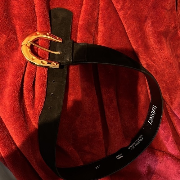 Danier Leather luxe suede gold buckle Genuine Leather Belt Sz Petite S - Picture 10 of 11